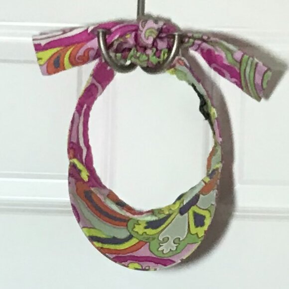 ETRO Milano Women's Visor -Pink Purple Green Orange Print -Tie Detail Sz M NWOT - Picture 3 of 16